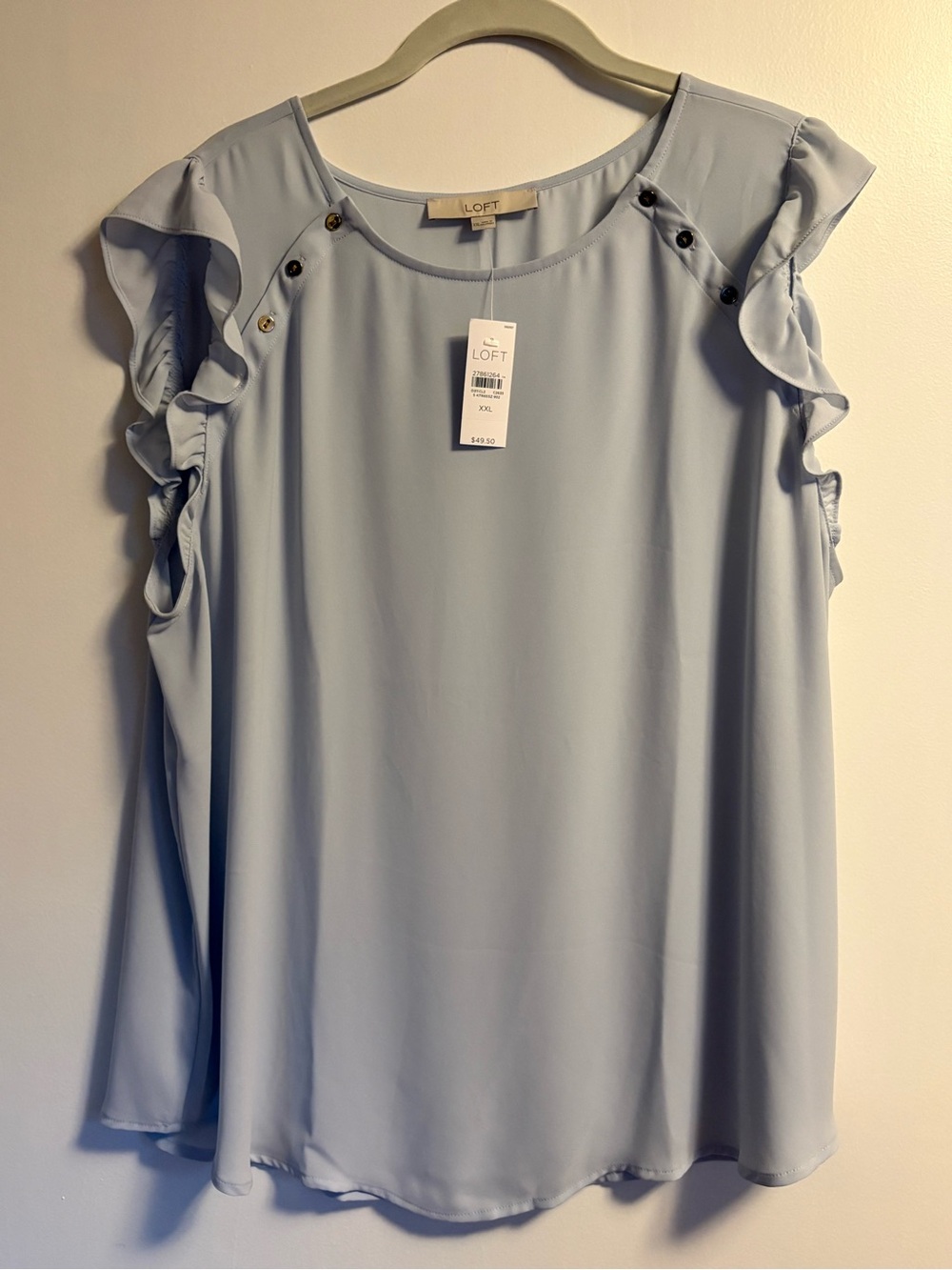 LOFT Pale Blue Ruffle Sleeve Blouse - Women's Top